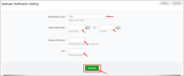 Enter OTP and details of Aadhaar