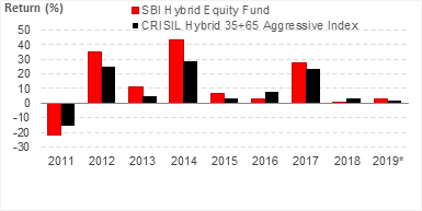 SBI Equity Hybrid Fund: Year-on-Year Performance